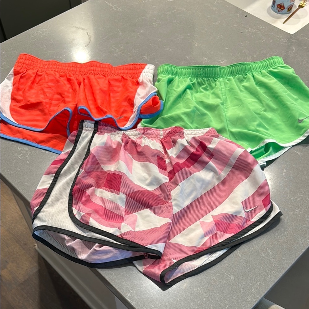 Nike Women's Running Shorts Bundle- two pair, Green, Pink